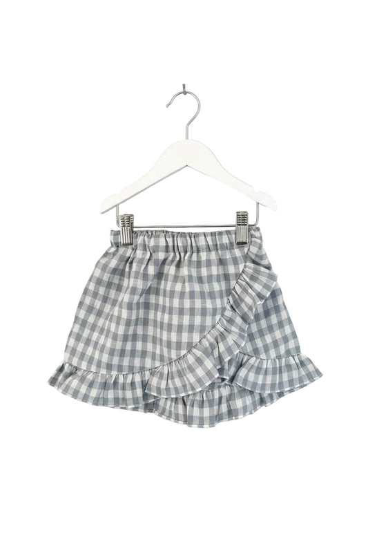 Chloe Ruffle Skirt Blue check linen