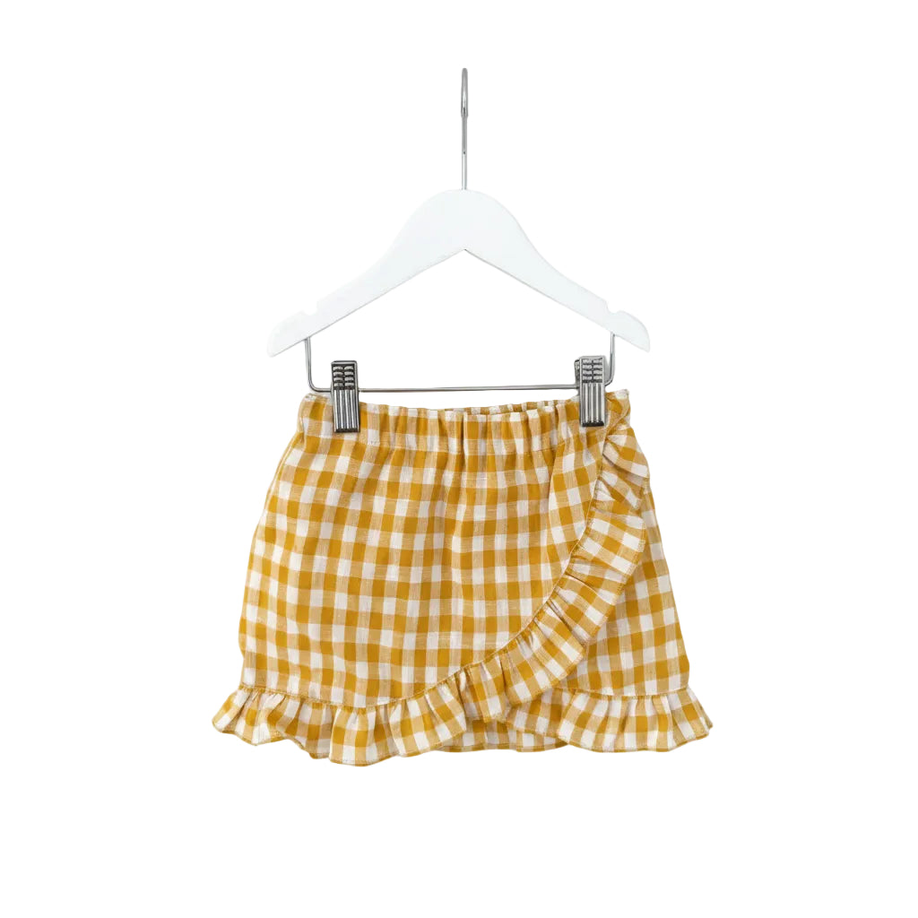 Chloe Ruffle Skirt Yelliw check linen