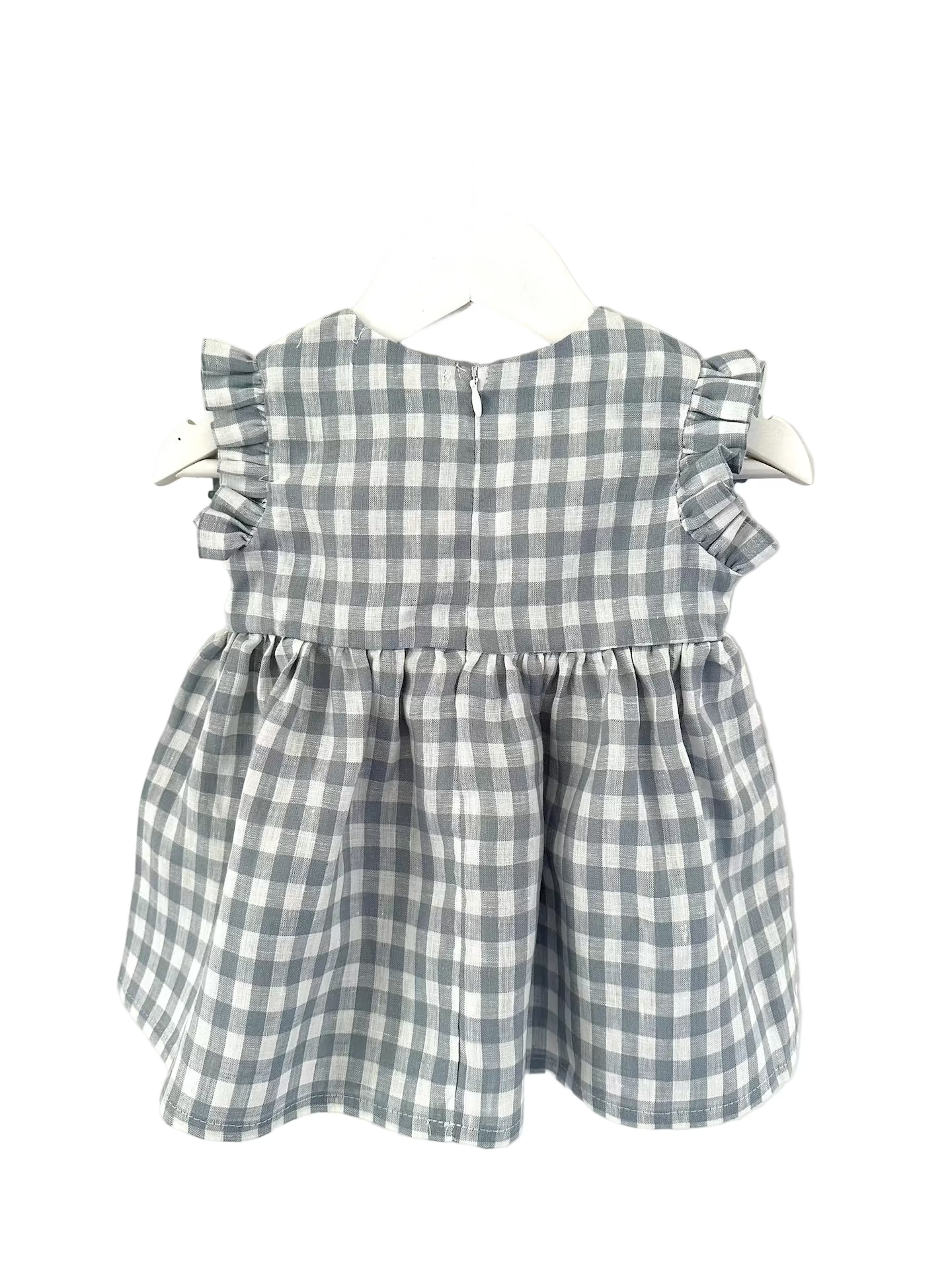 Emi blue check linen gingham dress