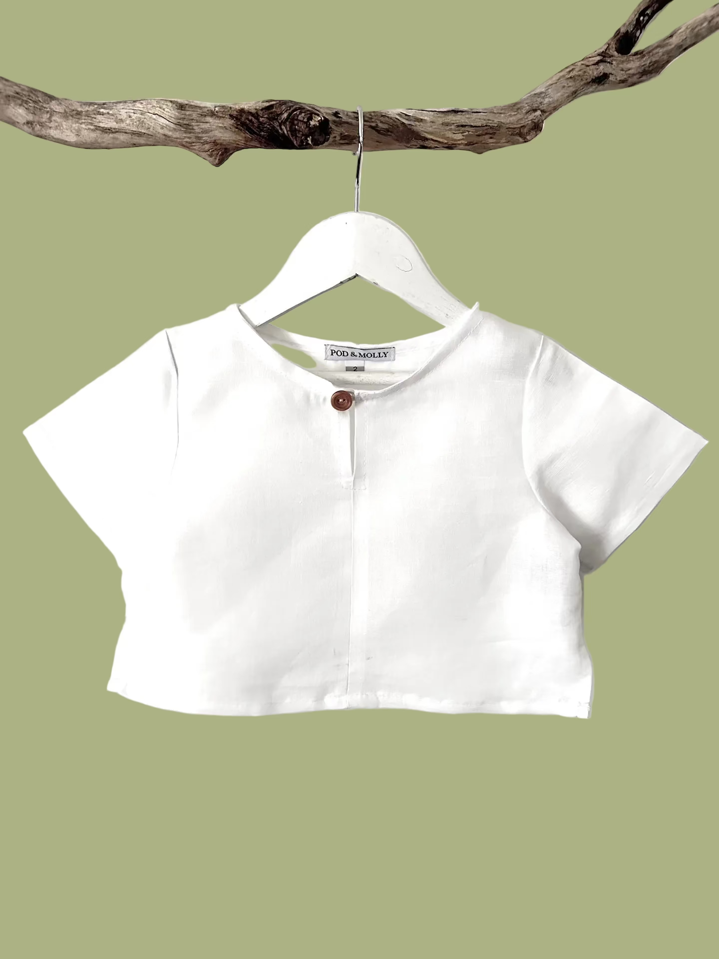 White Short Sleeve linen Top