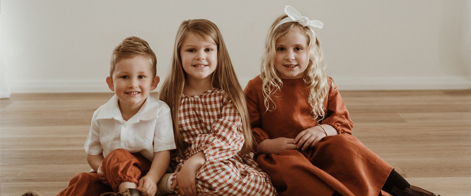 Children's country inspired clothing. Girl's dresses, headbands, boys tshirts and pants.