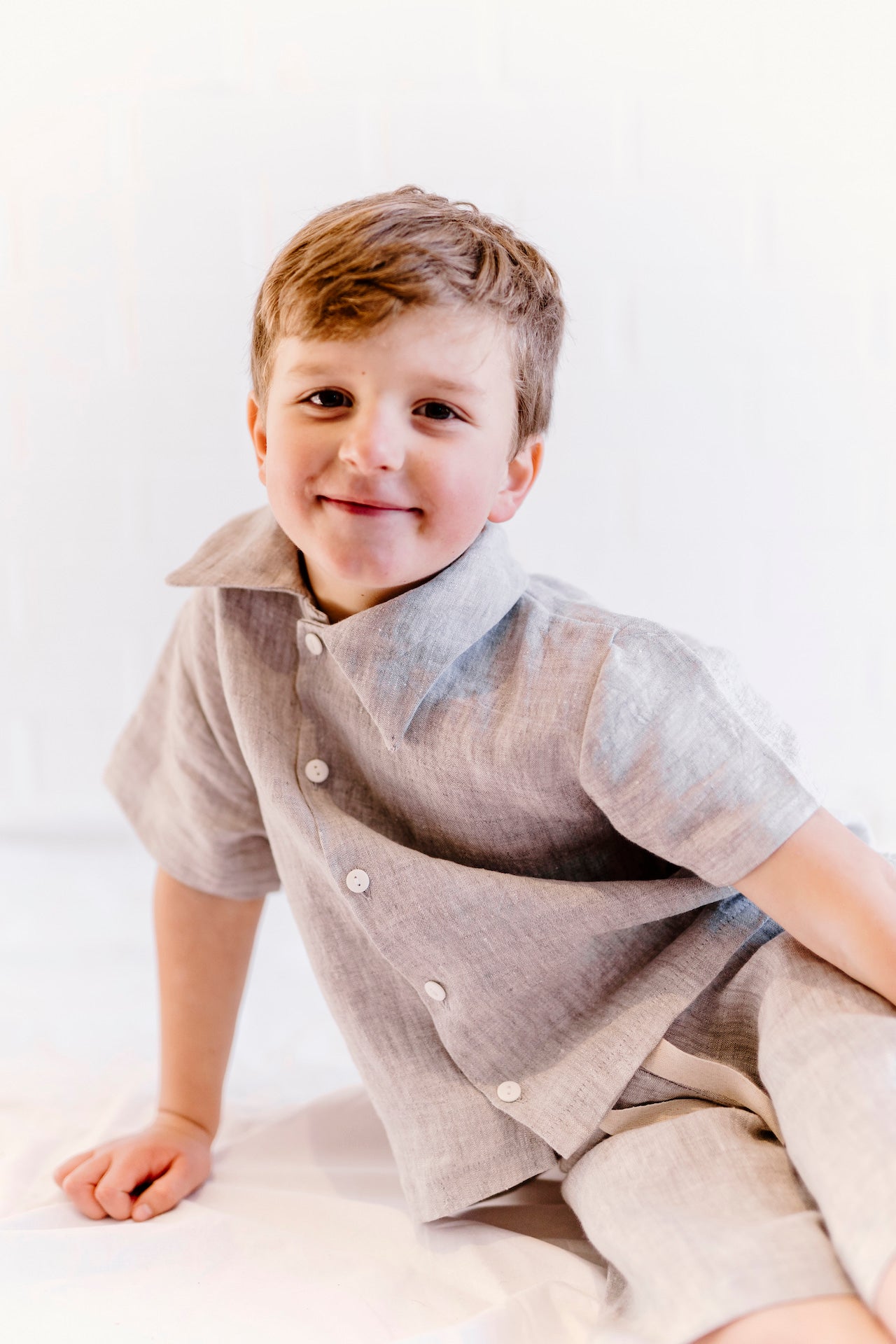 Boys Linen Short Sleeve Pyjamas