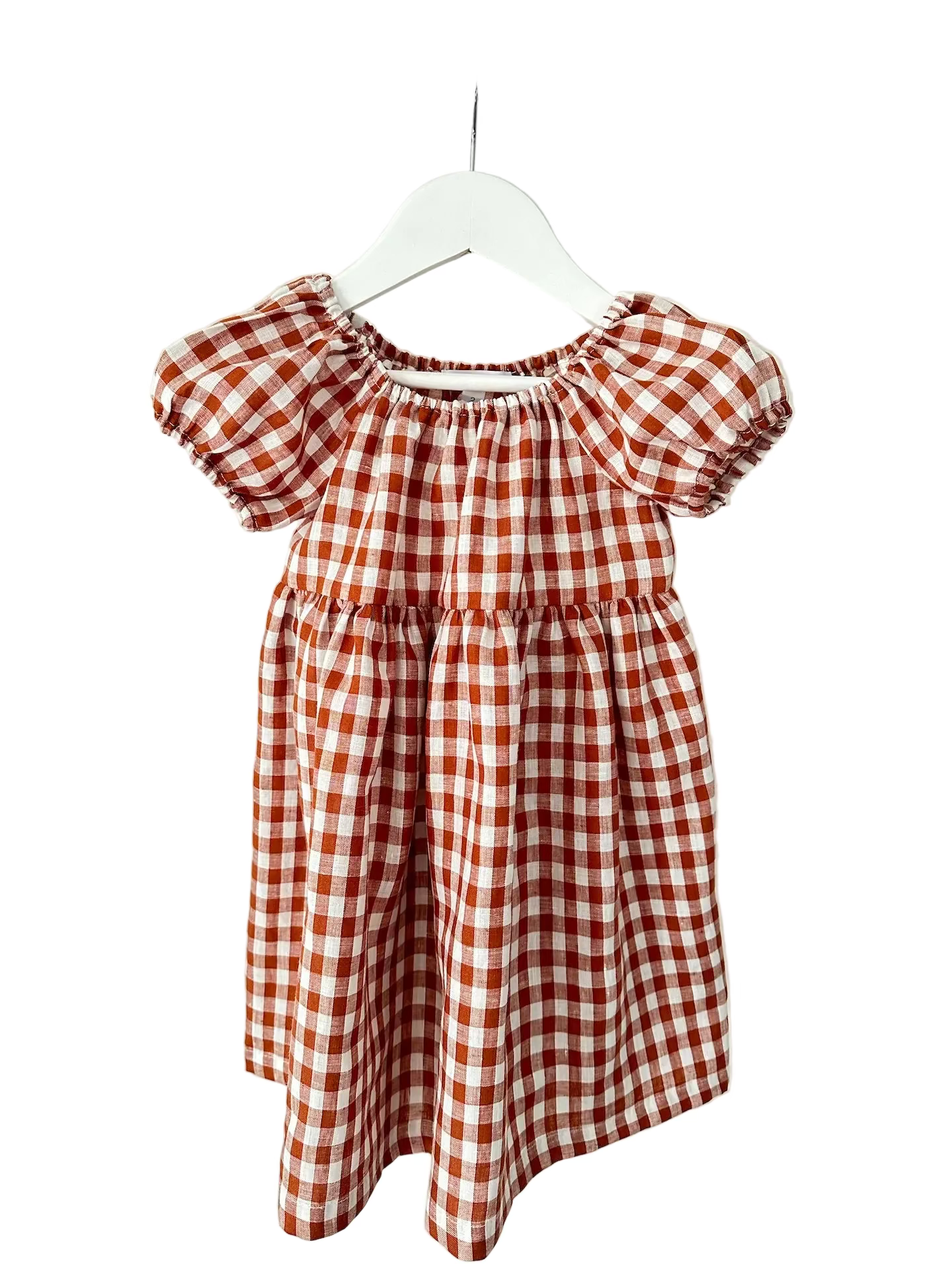 Stella linen gingham Dress paprika gingham