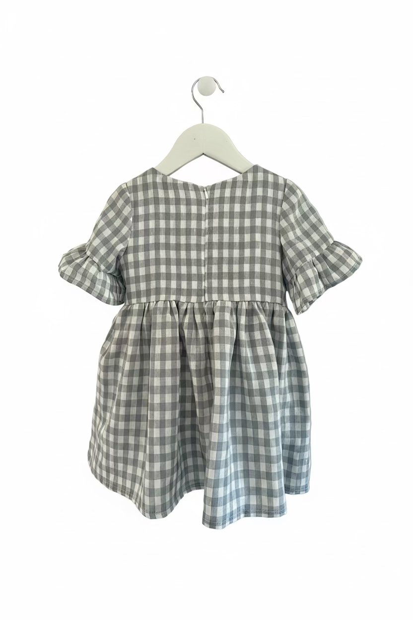 Alice ruffle sleeve blue gingham dress