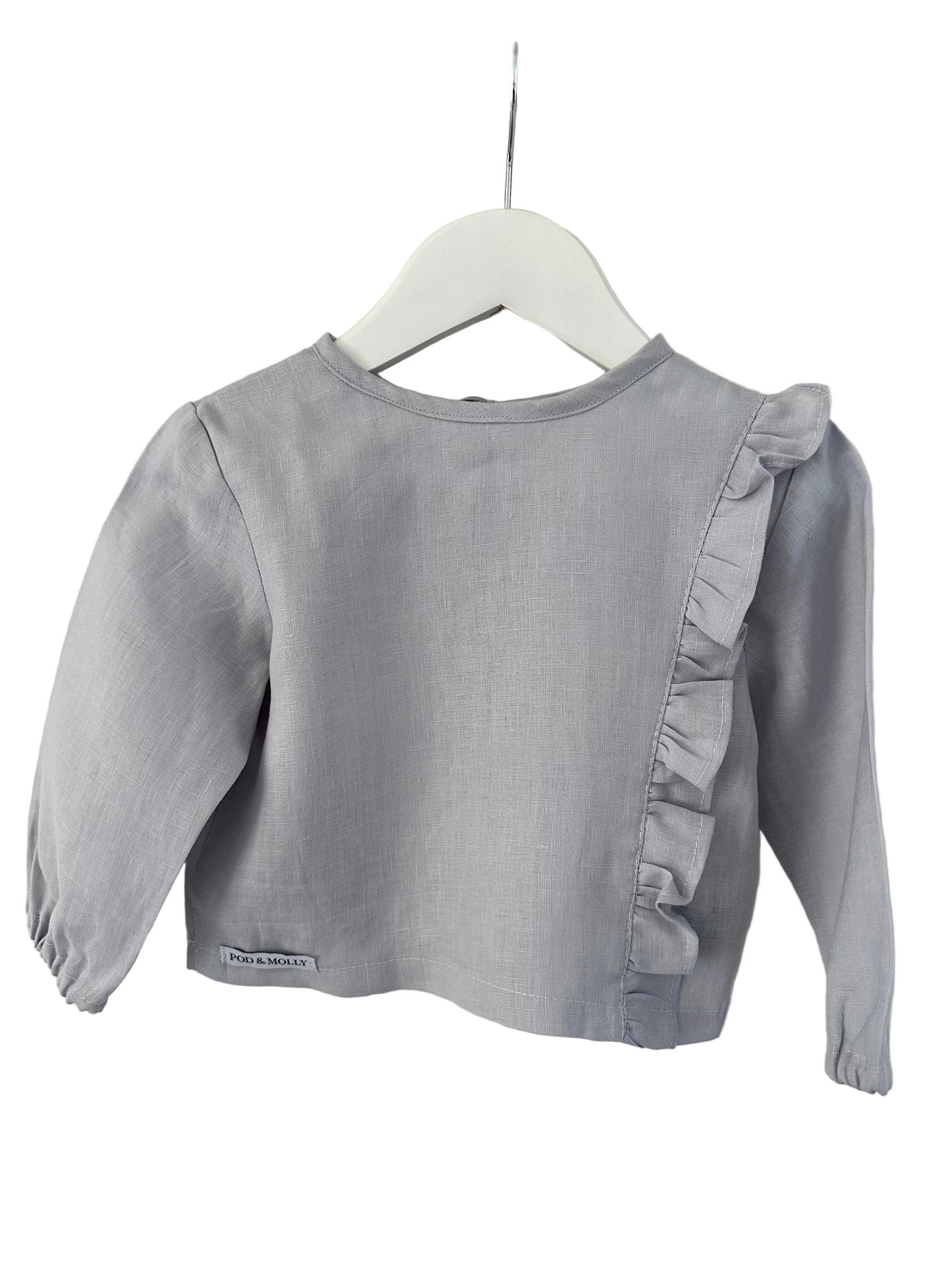 Bella ruffle button girls top