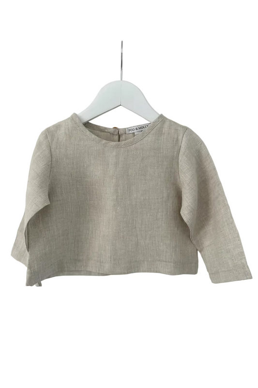 Esther girls linen top sand
