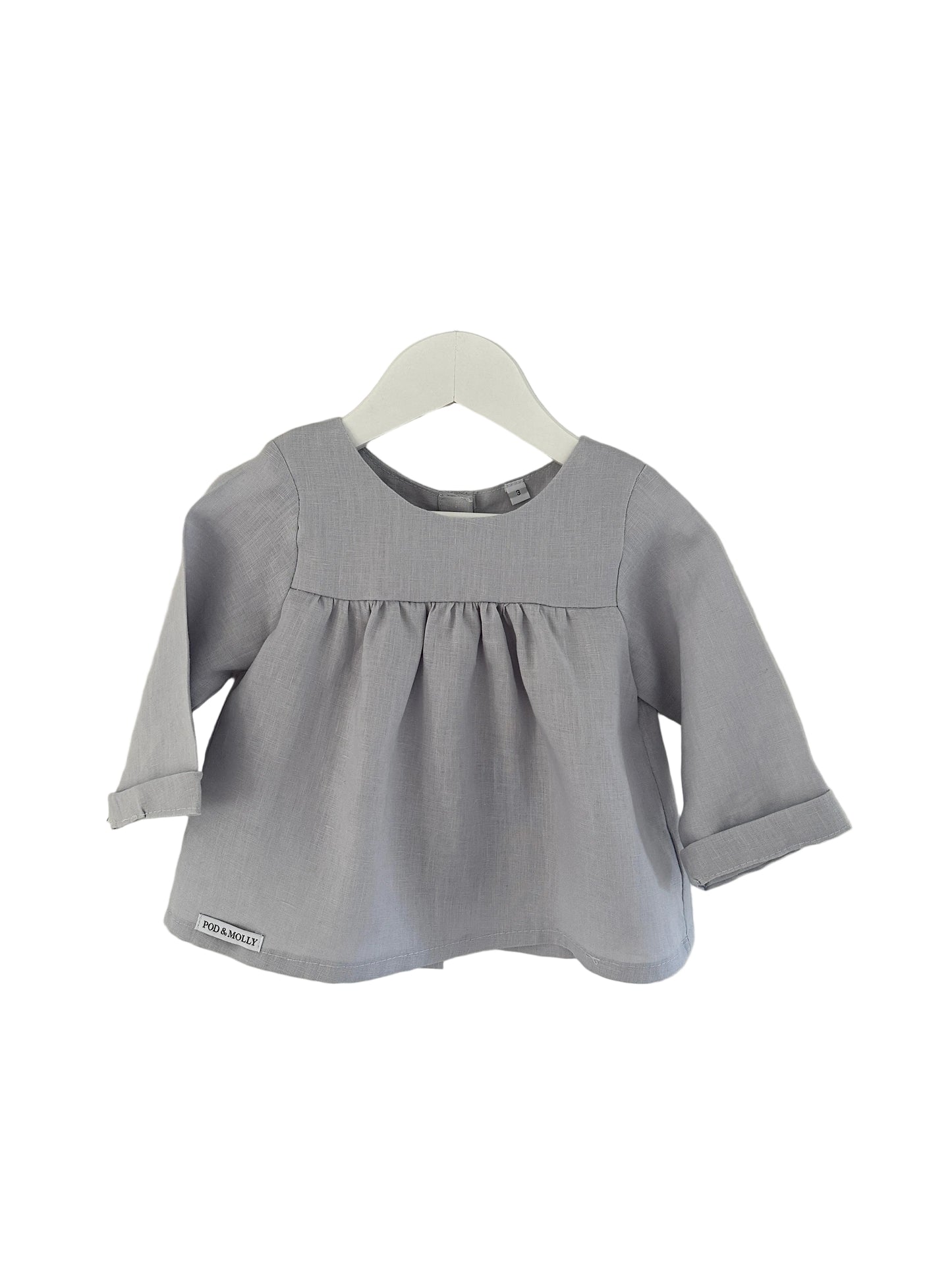 Lilly long sleeve top pale blue front