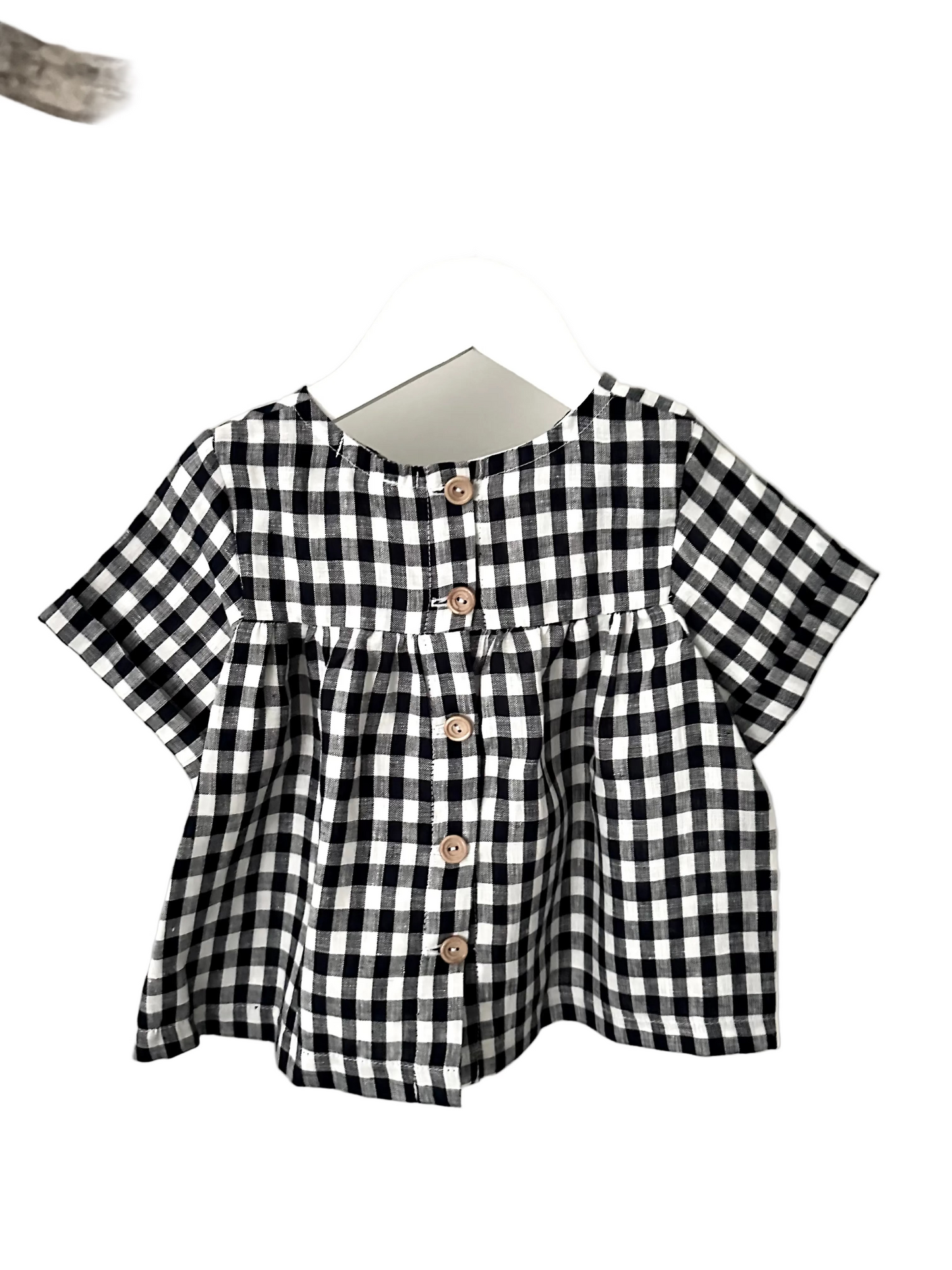 LillyNavycheckTopCuffsleevesback