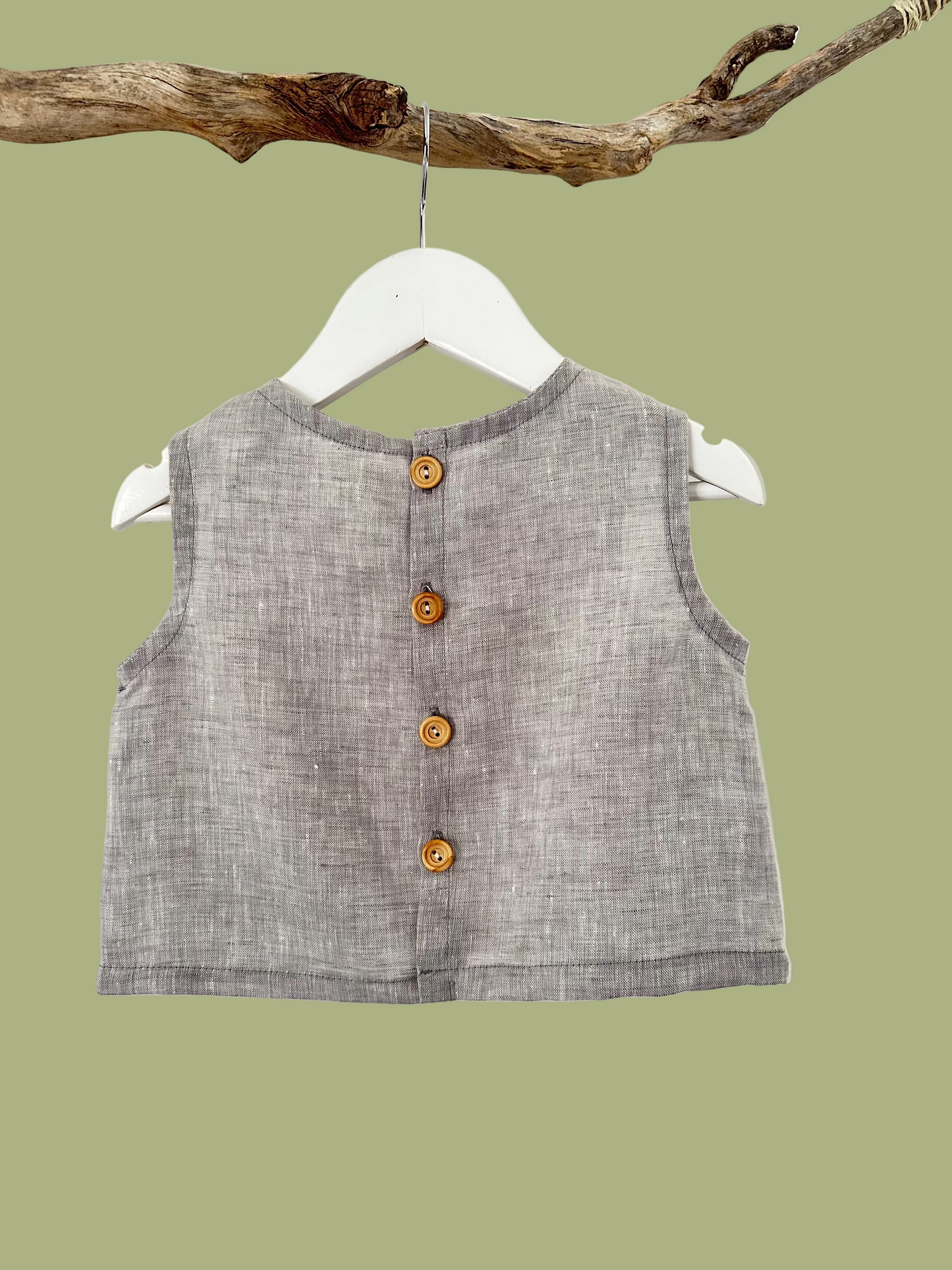 Riley Grey Linen Top back