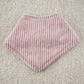 Bandana bib pink stripe linen