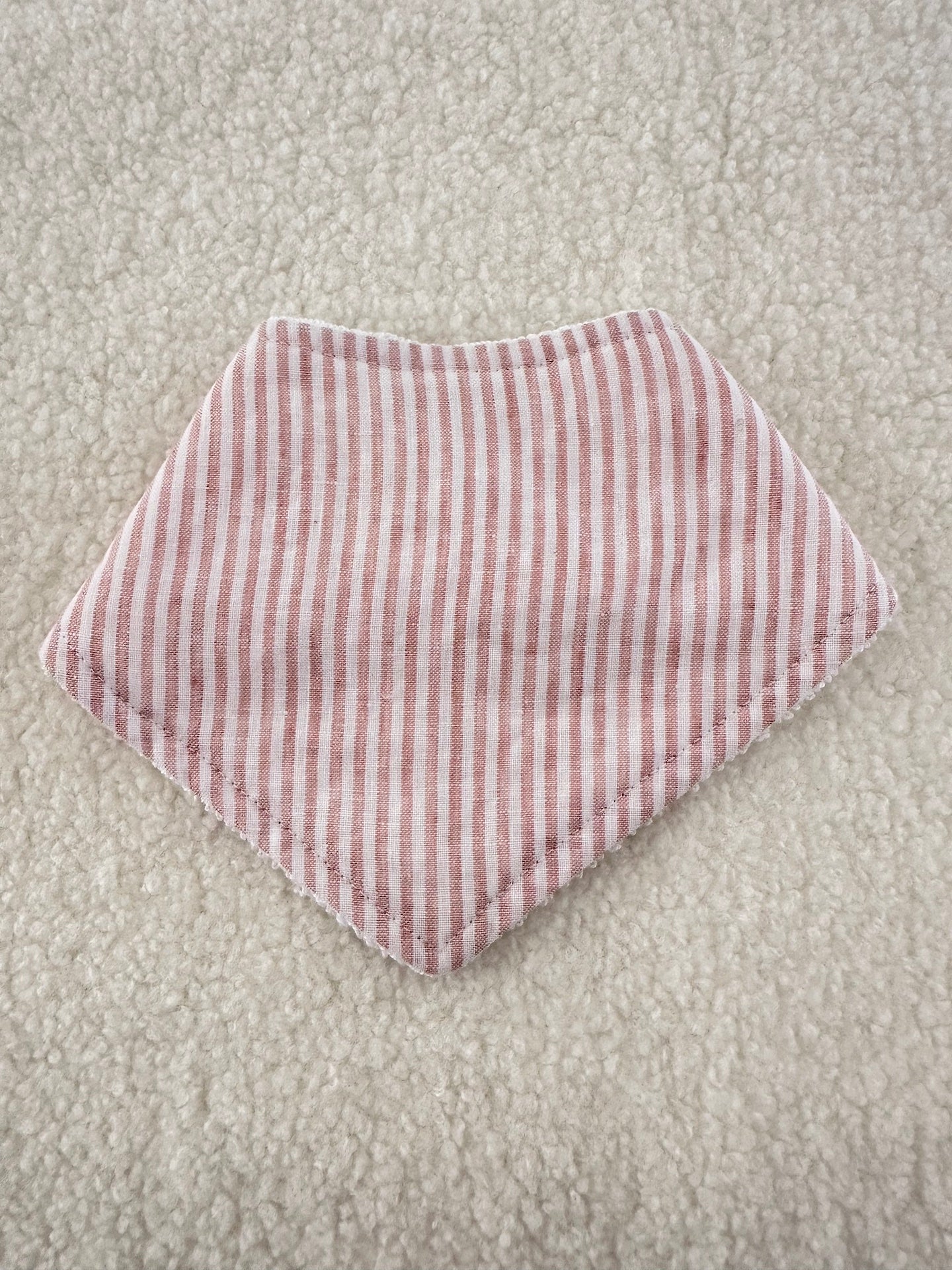 Bandana bib pink stripe linen