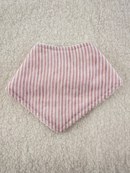 Bandana bib pink stripe linen