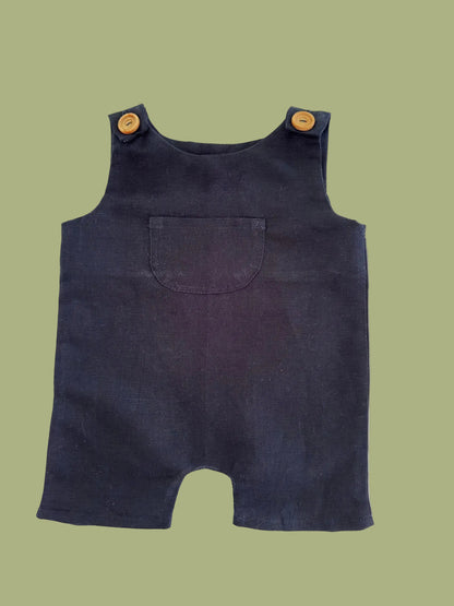 Baby boy navy Romper in Linen
