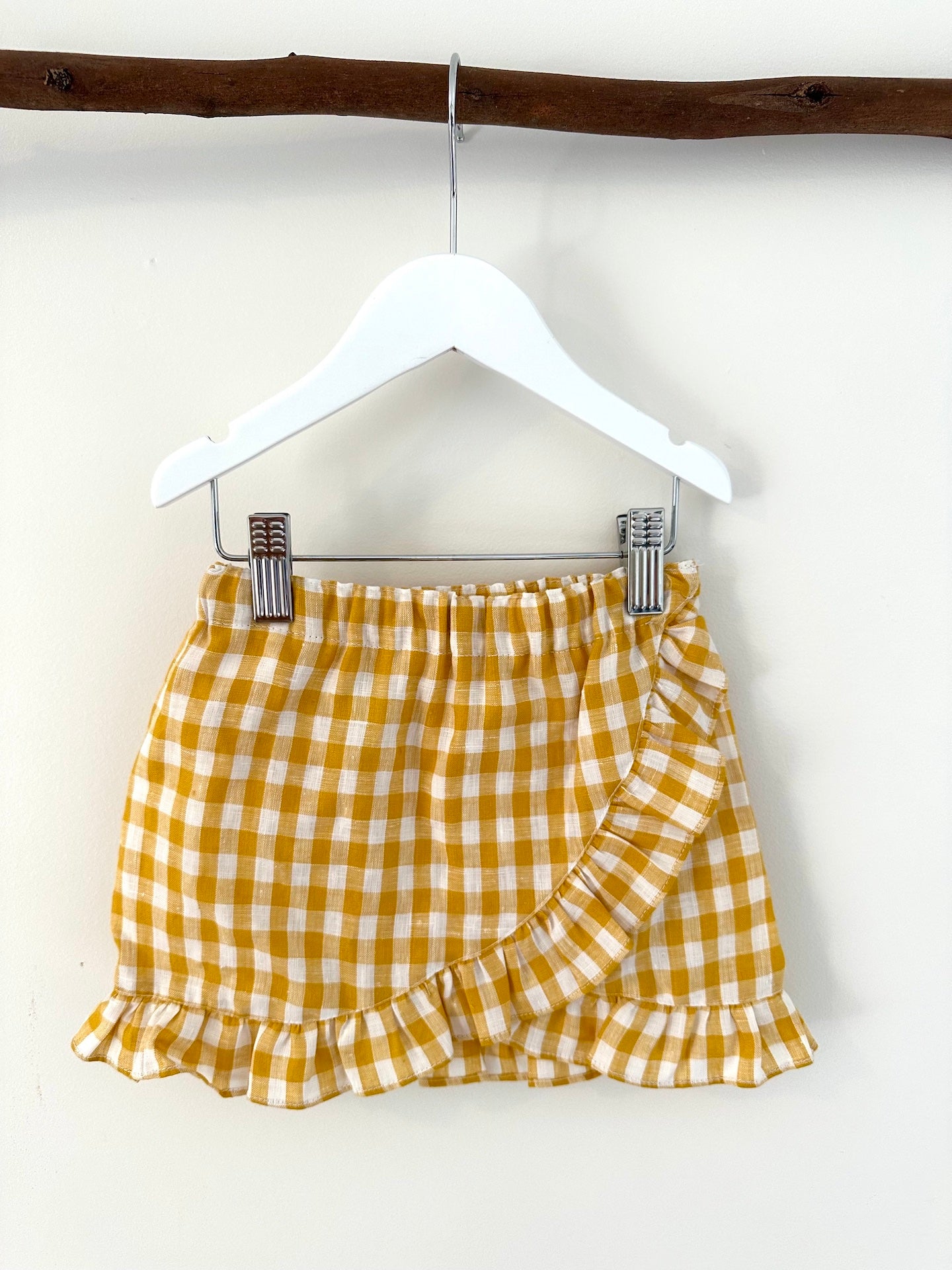 Chloe Ruffle Skirt Yelliw check linen