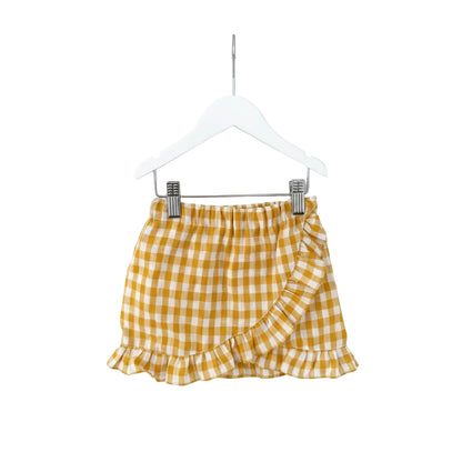 Chloe Ruffle Skirt Yelliw check linen