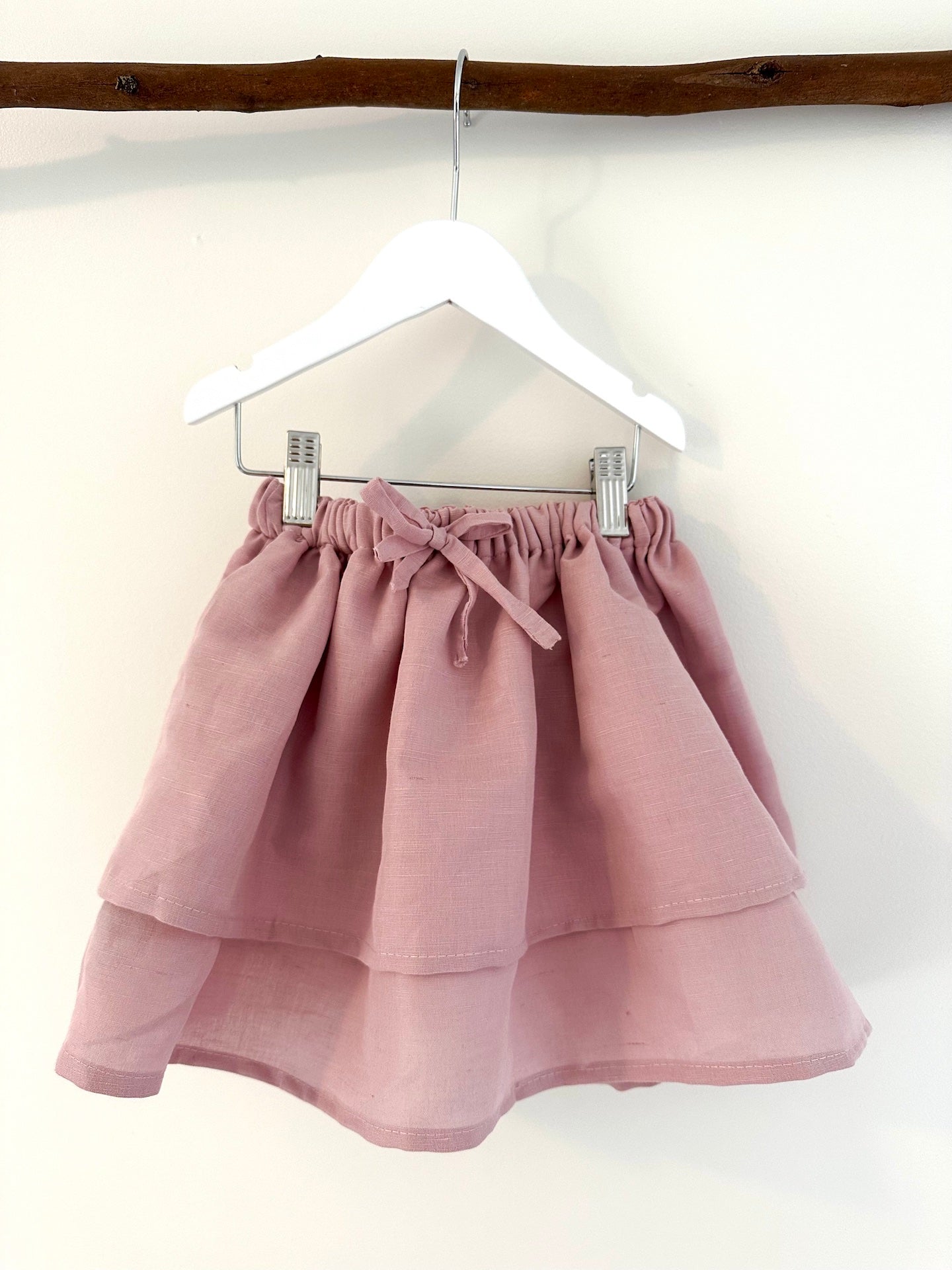 Ellie Tiered linen skirt Pink