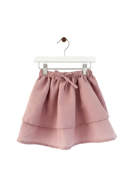 Ellie Tiered linen skirt Pink