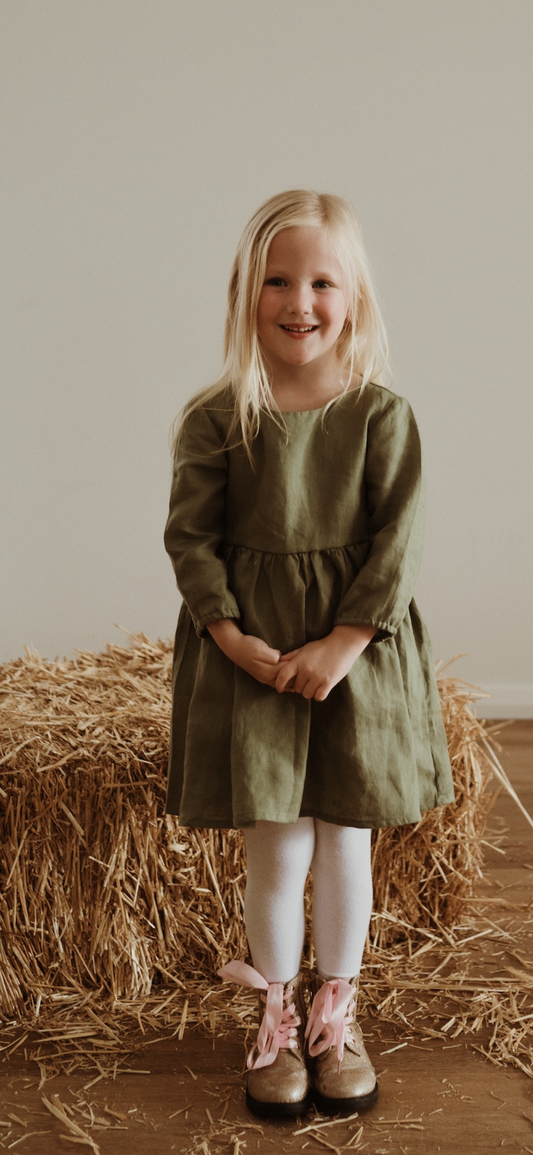 Sophia Linen Long sleeve zip dress