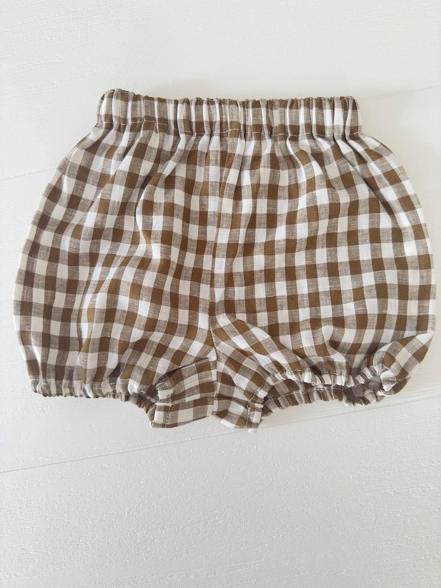 Frankie linen baby pants Olive check