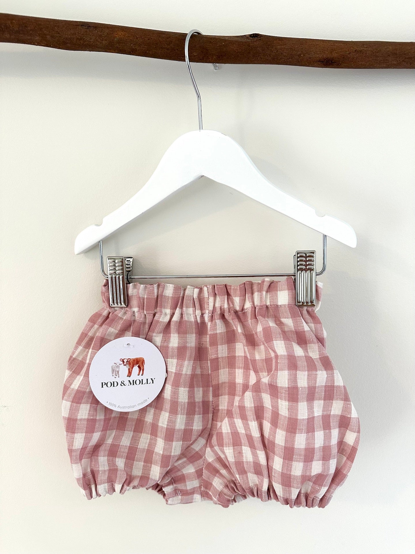 Frankie linen baby pants pink check