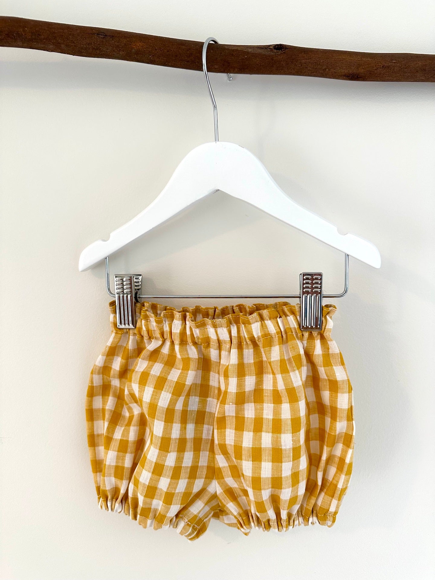 Frankie linen baby pants yellow check