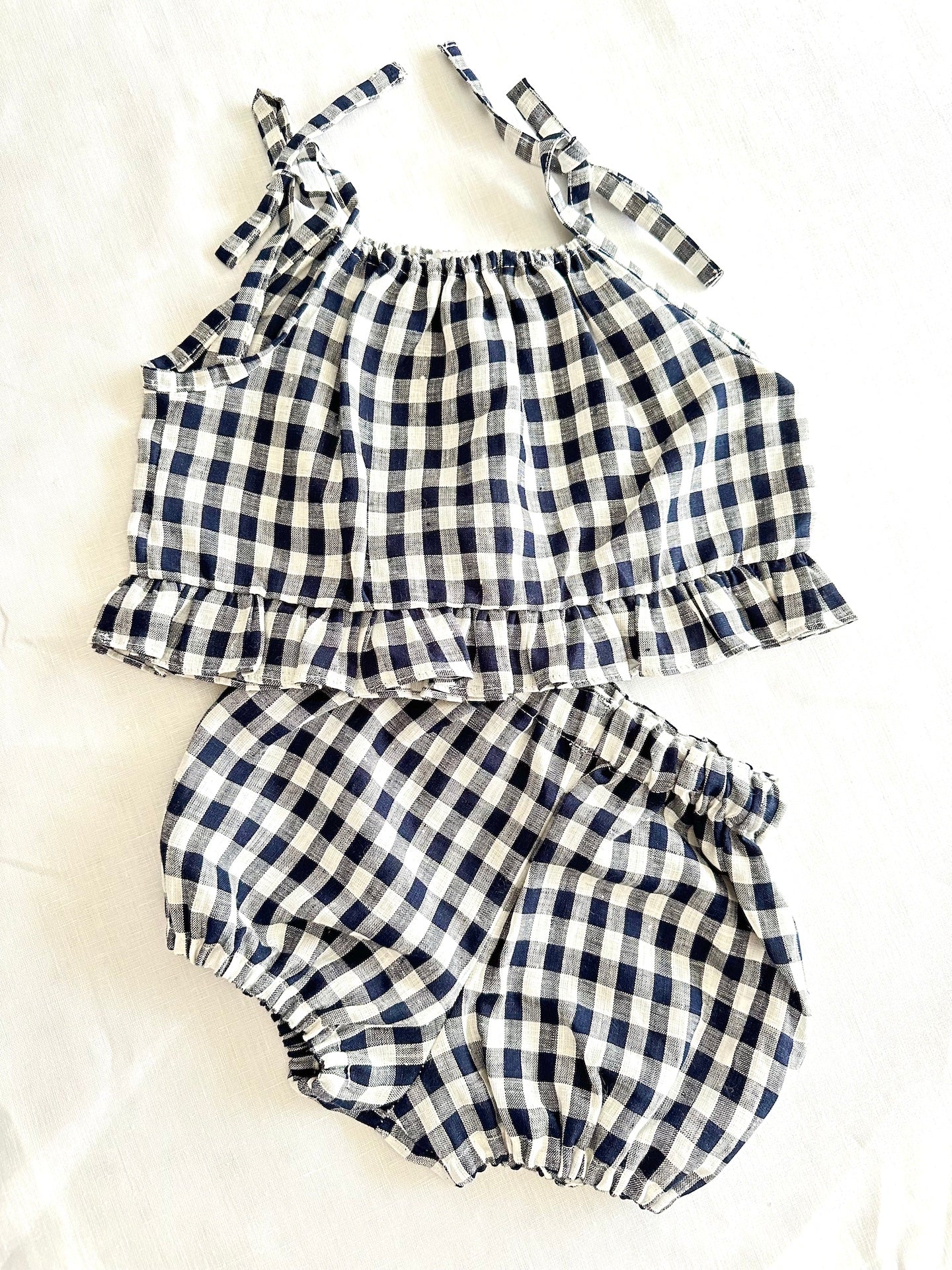 Milla 2 piece linen set Navy check