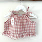 Milla Linen baby top Pink check