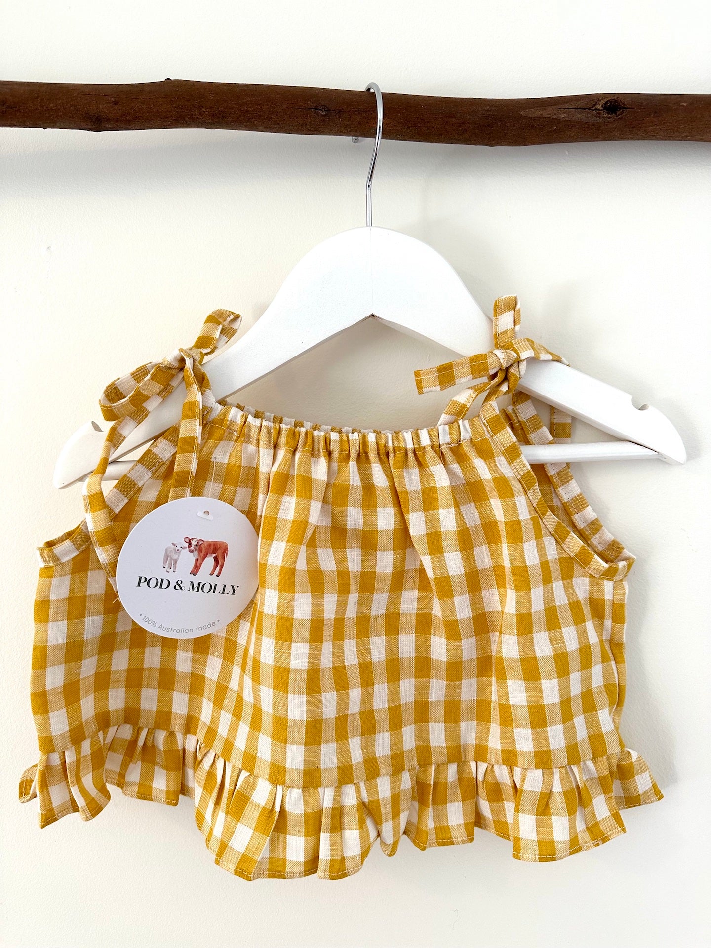 Milla Linen baby top yellow check