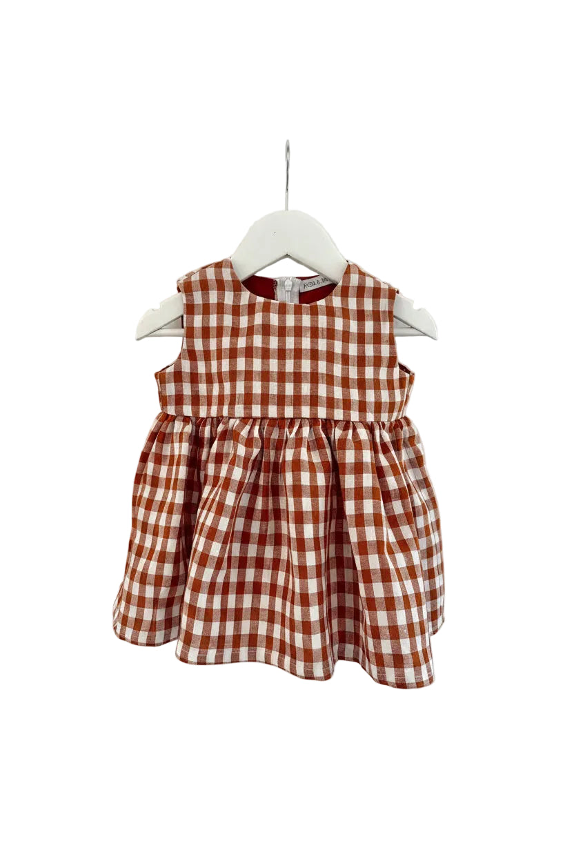Grils paprika gingham dress