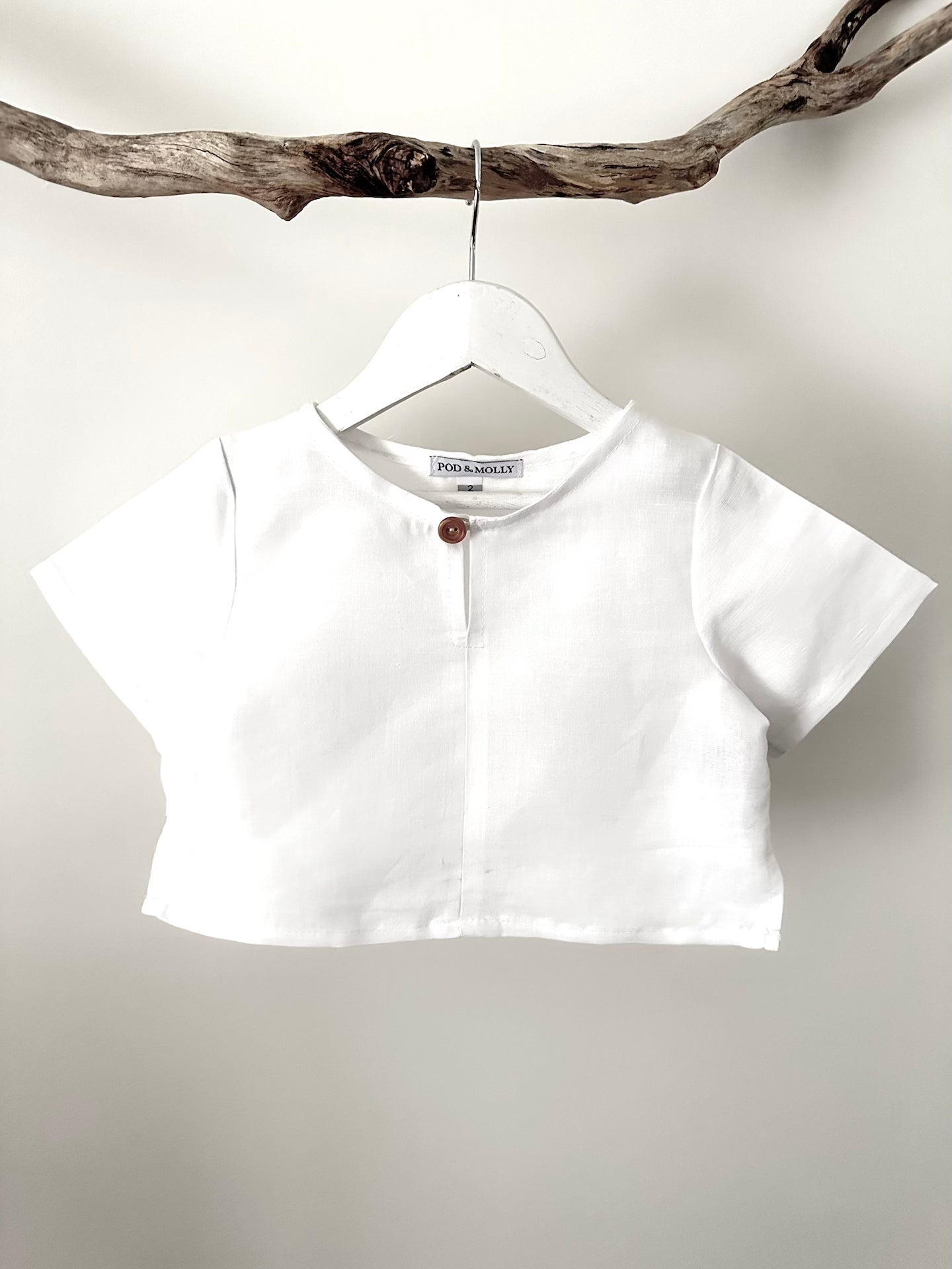 White Short Sleeve linen Top