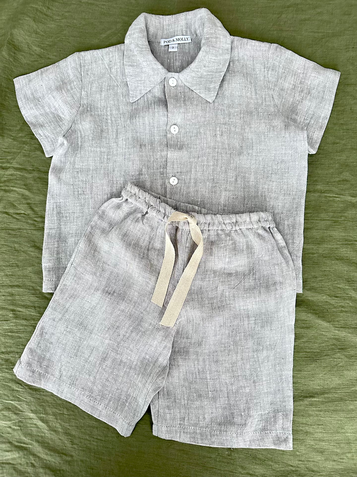 Boys short sleeve Grey linen pyjamas