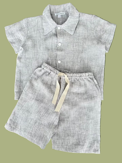 Boys short sleeve Grey linen pyjamas