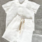 Boys short sleeve White linen pyjamas 