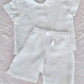 Girls White Linen short sleeve pyjamas