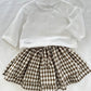 White Esther top and Olive check Ellie Skirt