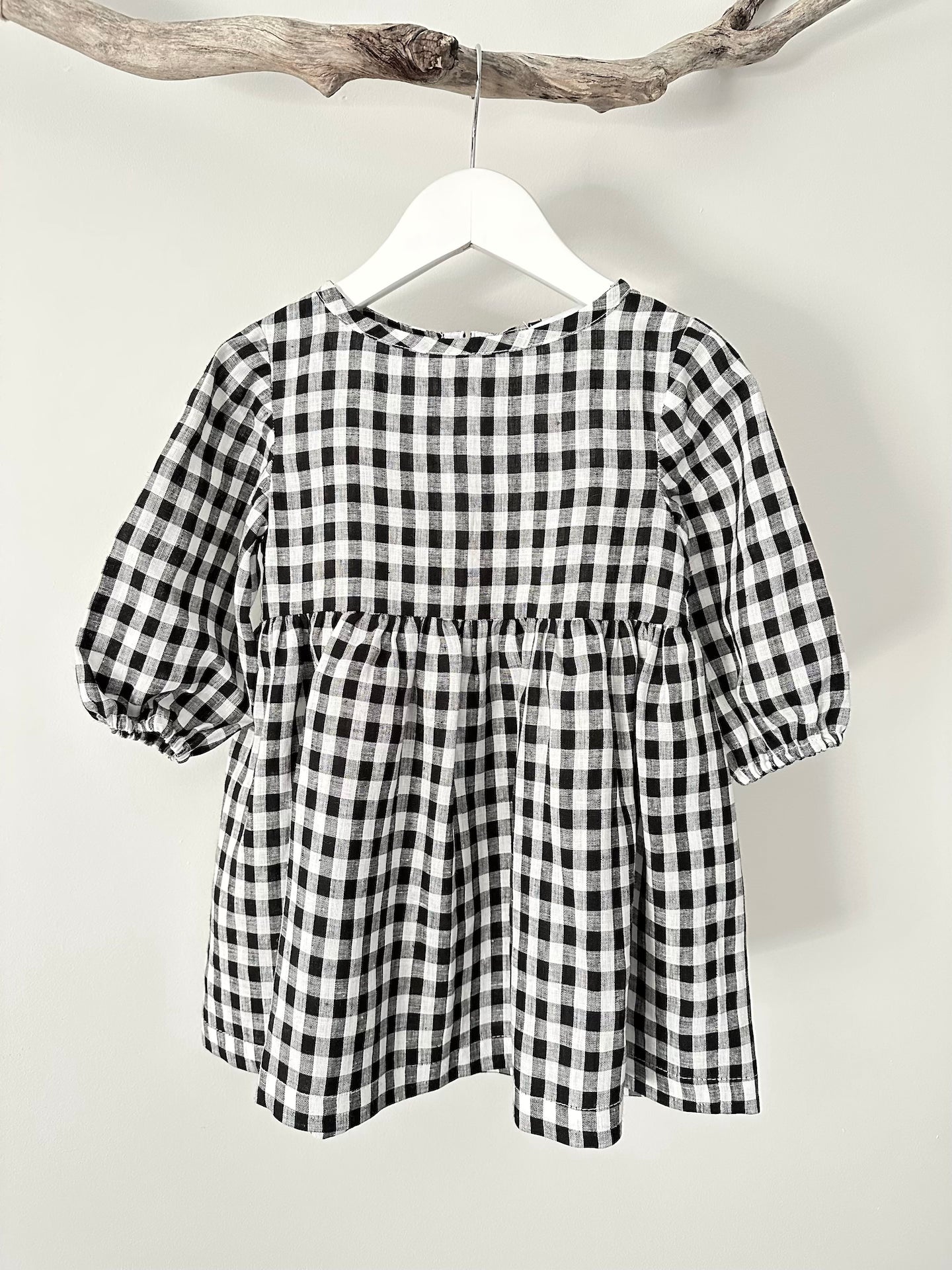 Sophie linen dress black and white check