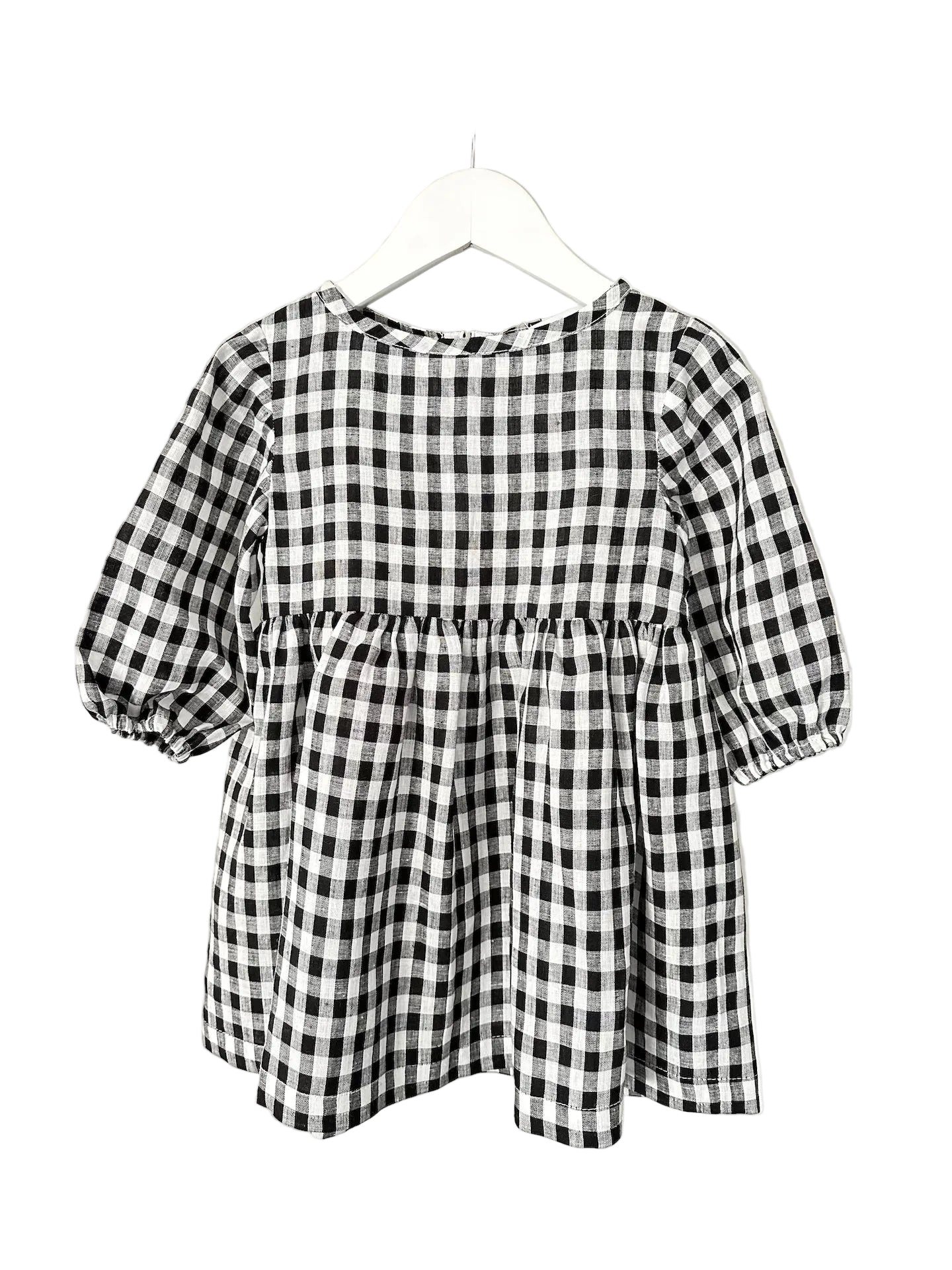 Sophie linen gingham long sleeve dress