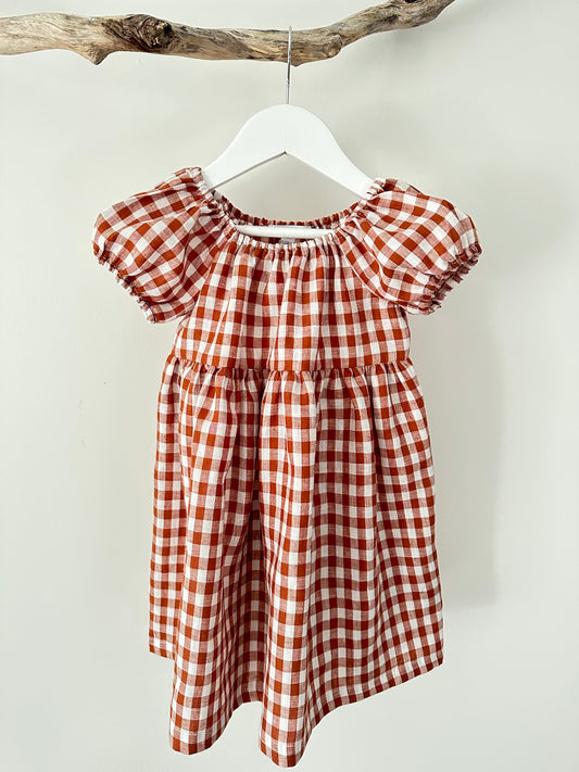 Stella linen gingham Dress paprika gingham