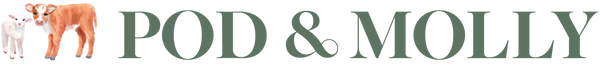 Pod and Molly logo with calf and lamb