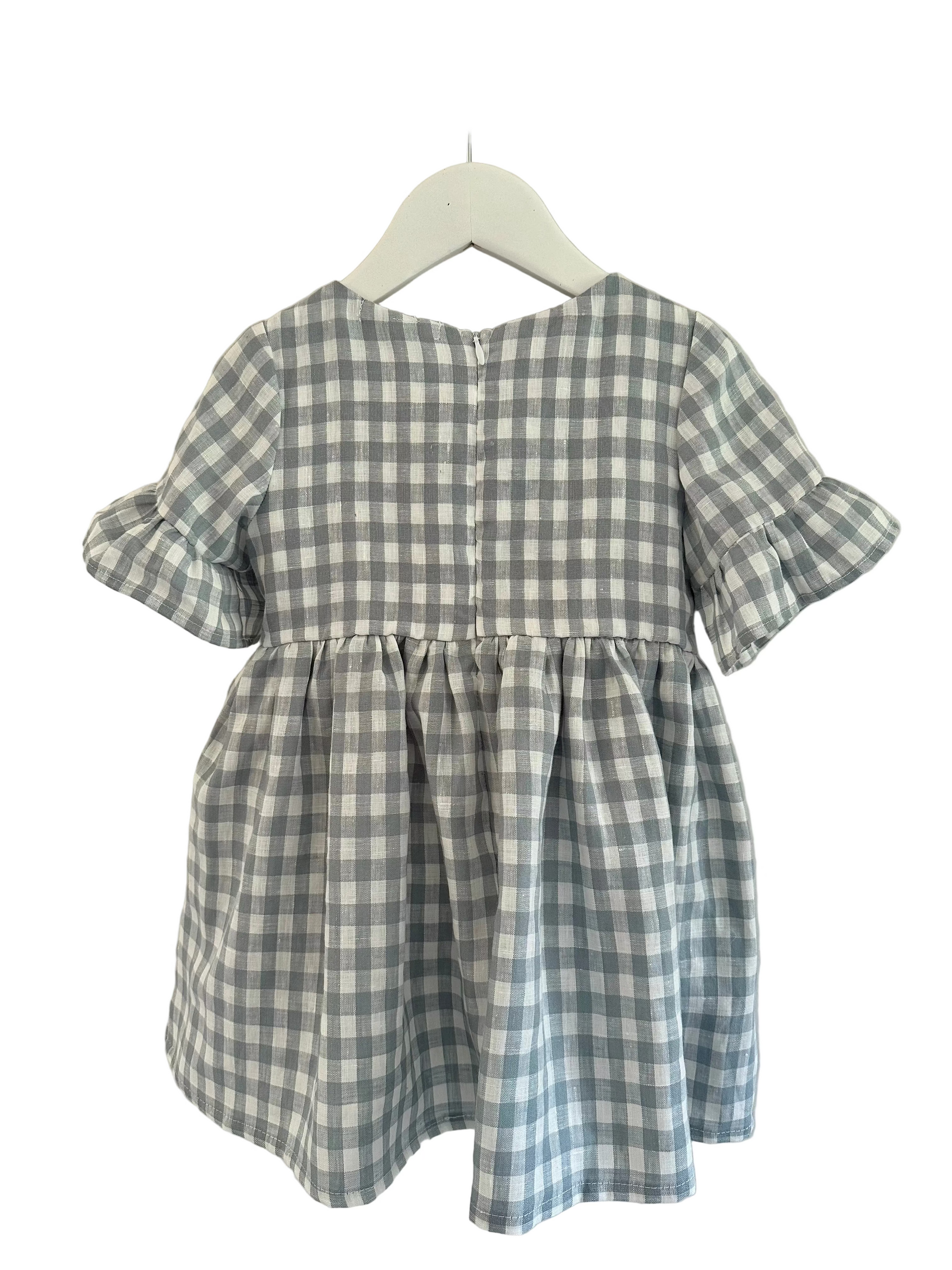 Alice ruffle sleeve blue gingham dress