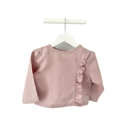 Bella ruffle button girls top
