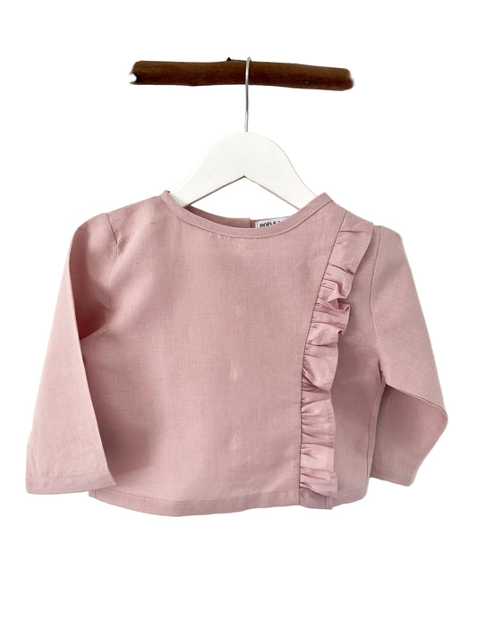 Bella ruffle button girls top