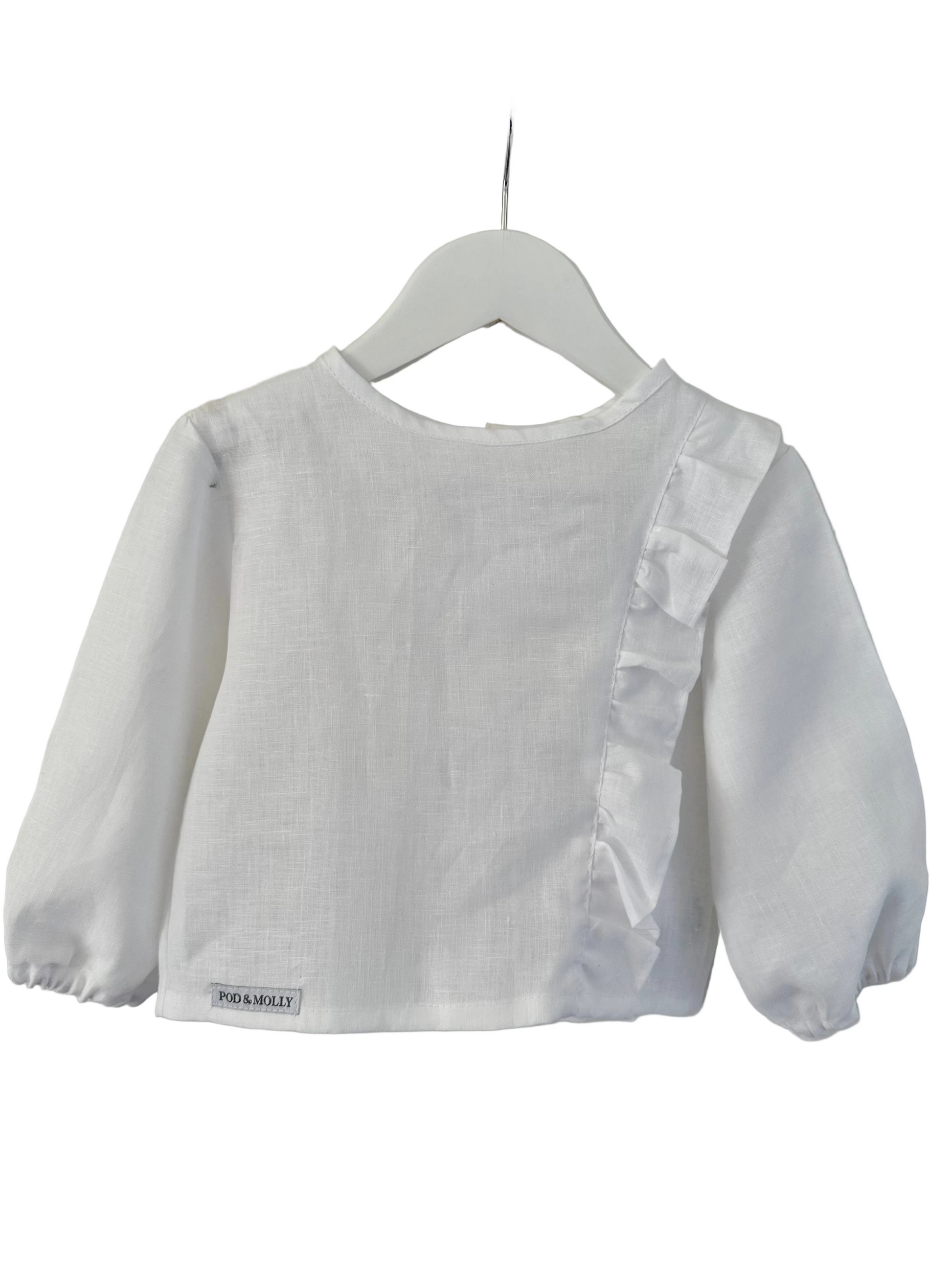 Bella ruffle button girls top
