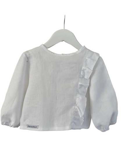 Bella ruffle button girls top