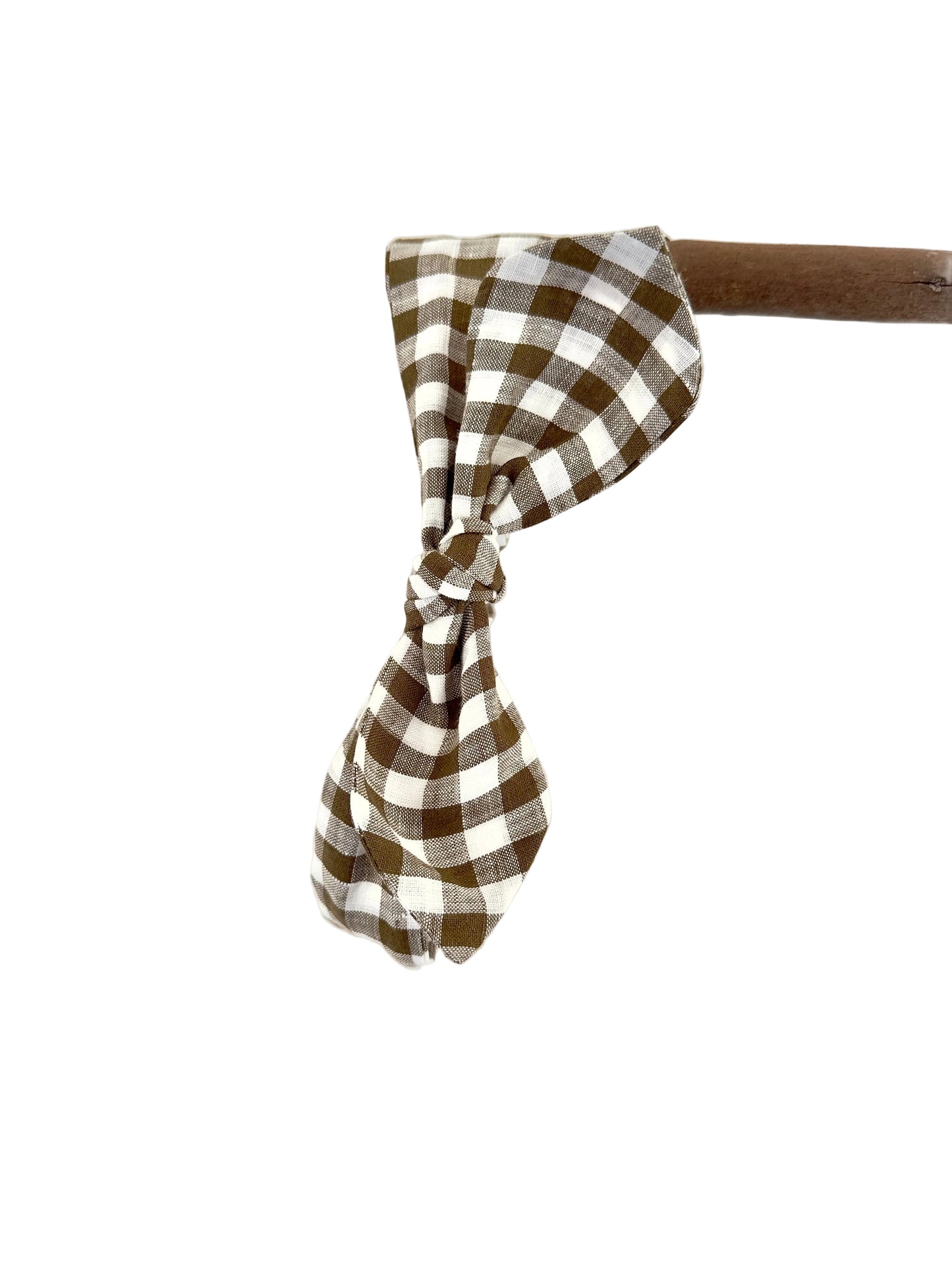 Bow headband Olive gingham