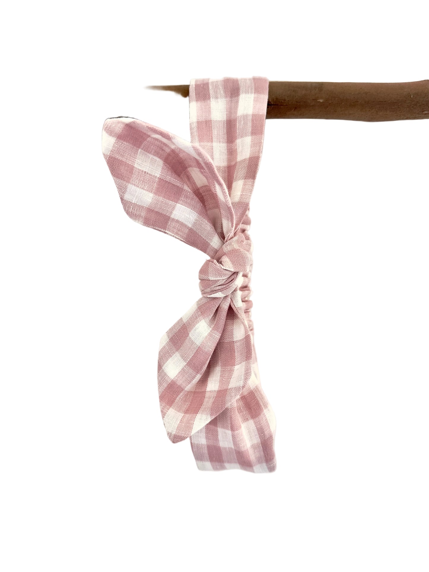 Bow headband pink gingham