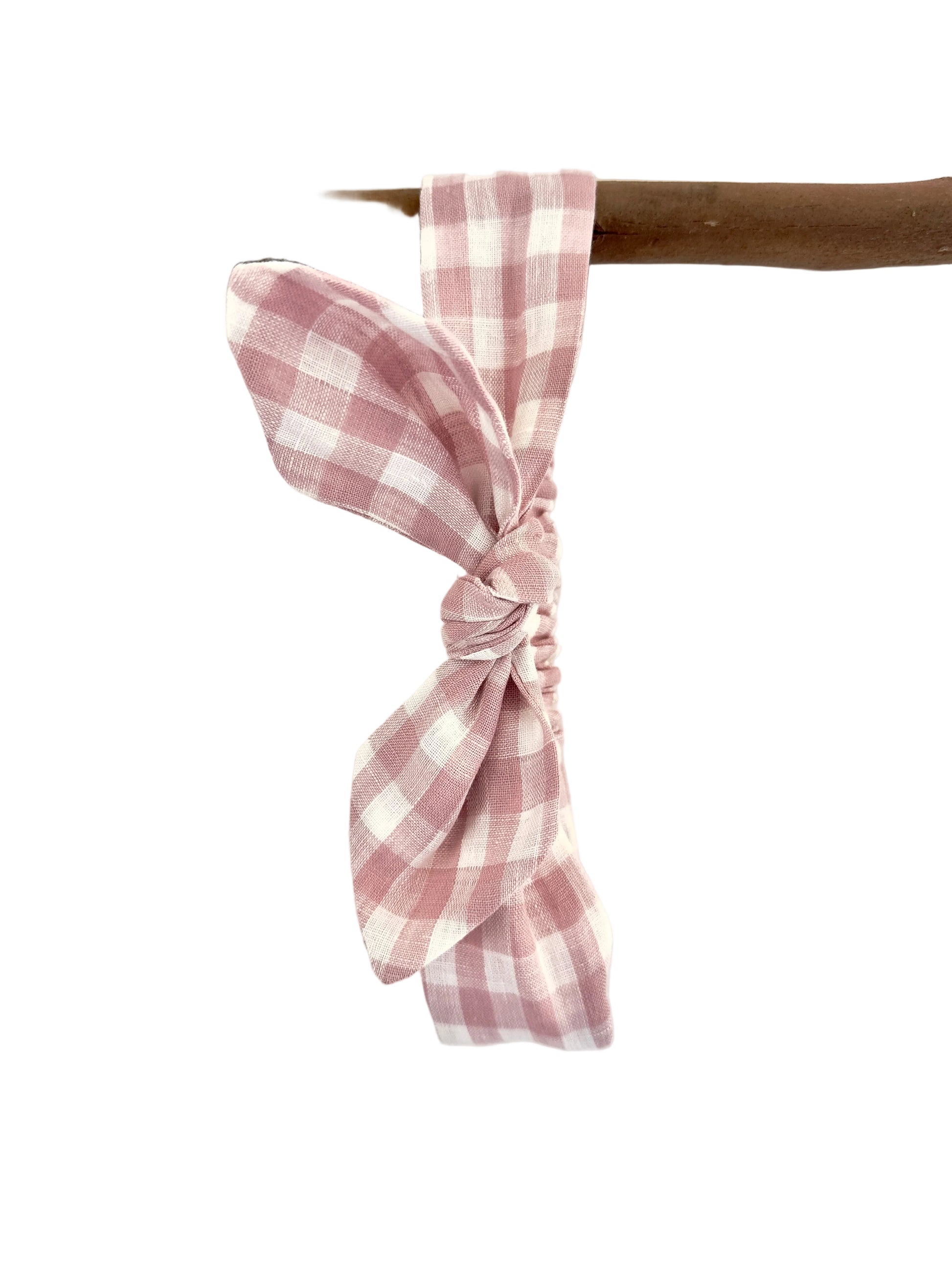 Bow headband pink gingham