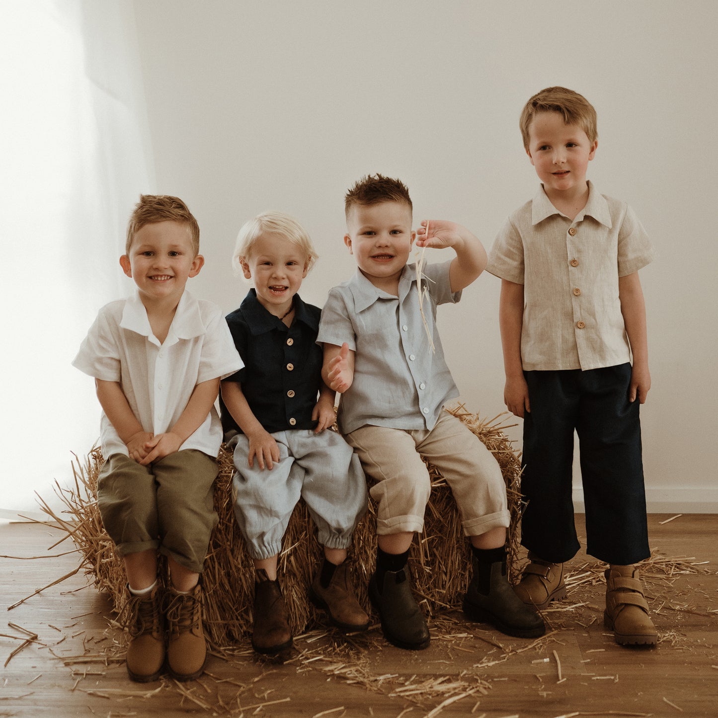 Boys modelling Pod and Molly clothing