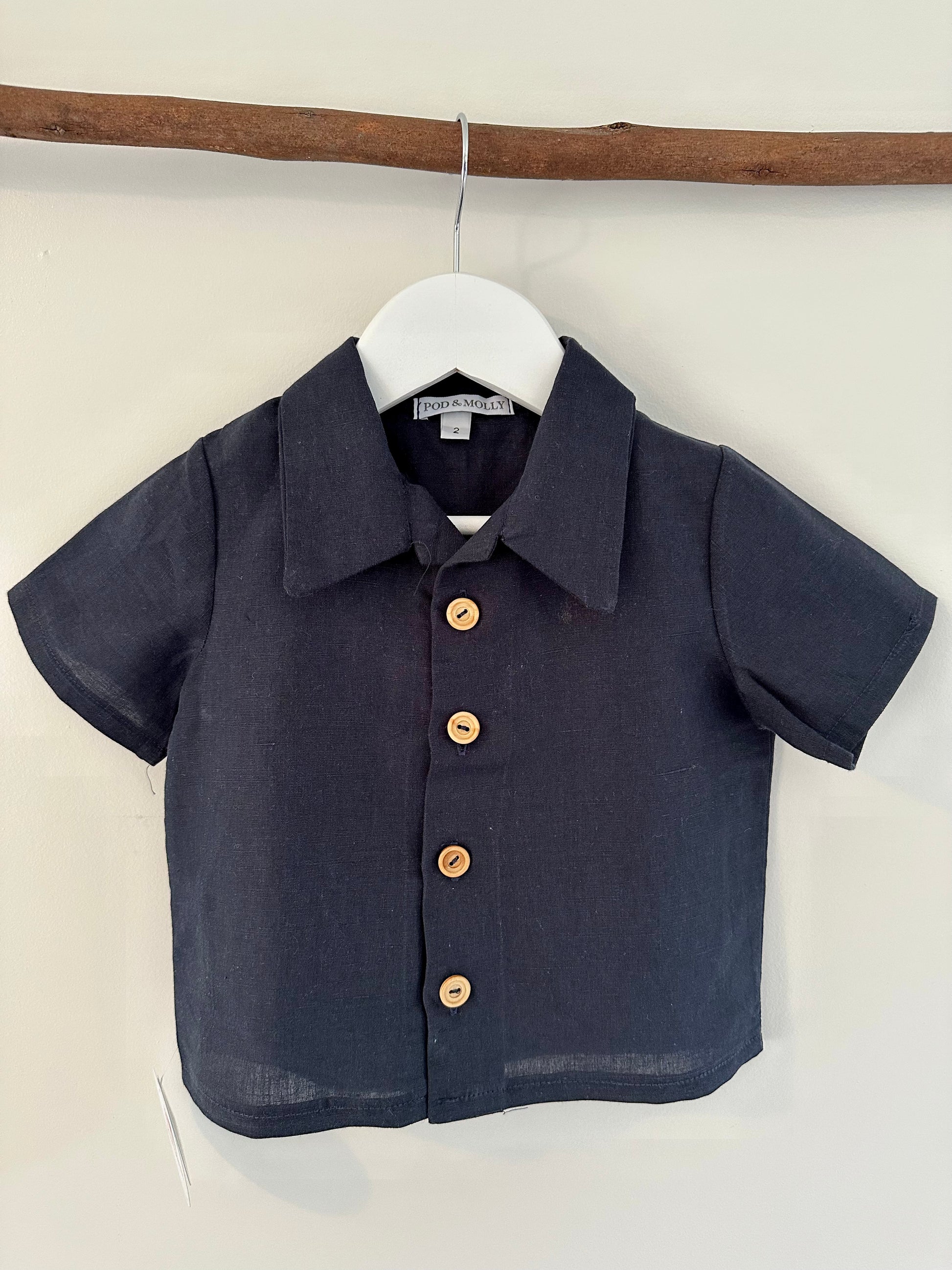 Charlie baby Linen Shirt Navy