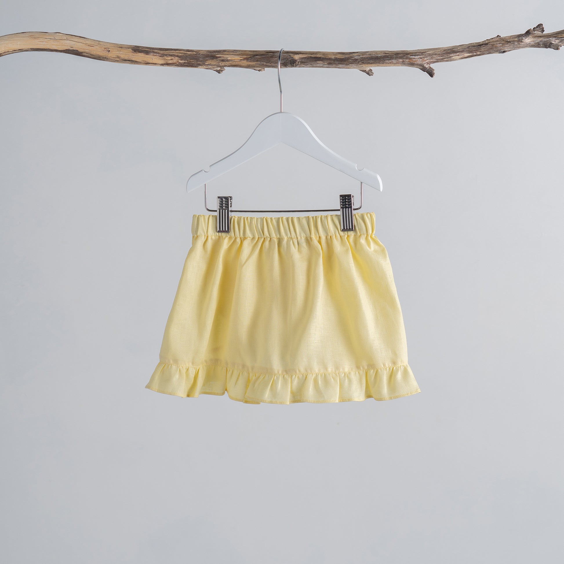 Girls ruffle skirt Lemon linen back